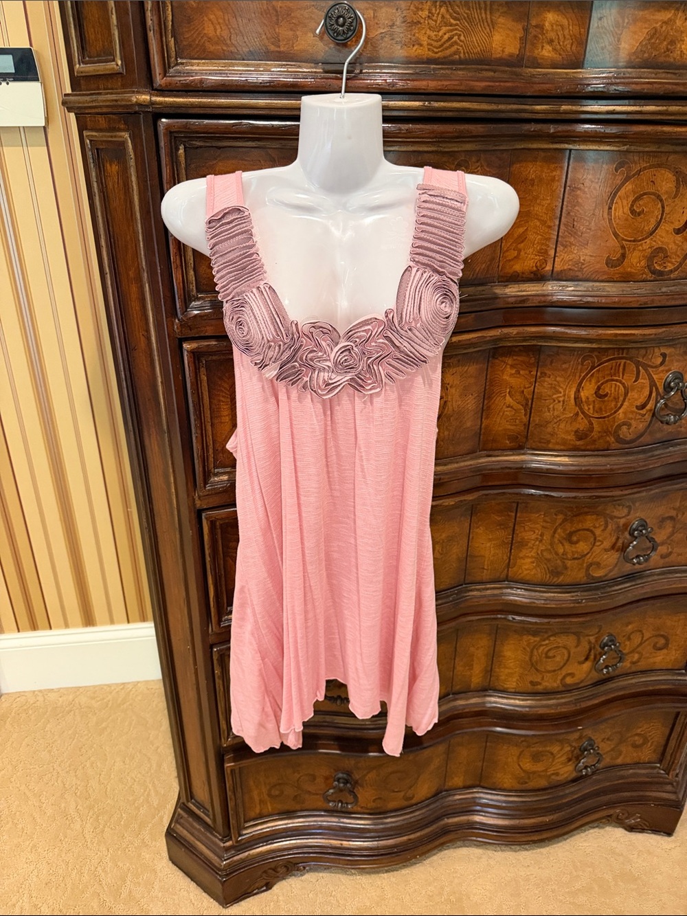 Agenda Pink Floral Rosette Sleeveless Camisole